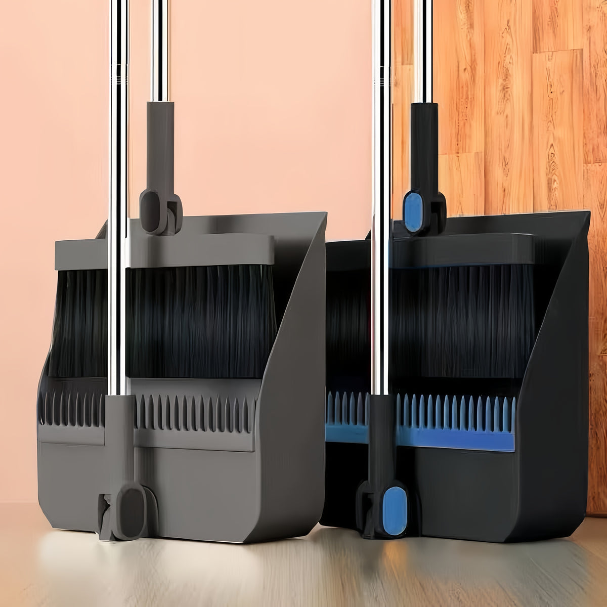 2-in-1 Broom and Dustpan Combo Set with Long Handle - Non-Stick Hair Cleaning, Foldable & Rotatable Design for Hard Floors, Living Room, Bedroom, Bathroom & Outdoor Use - 2pc & 3pc Options