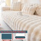 Plush Sofa Cover Rabbit Fur Like Cushion – Anti-Slip Wear-Resistant Pet Friendly Sofa Protector, 450-500GSM Polyester, Machine Washable, Home Decor