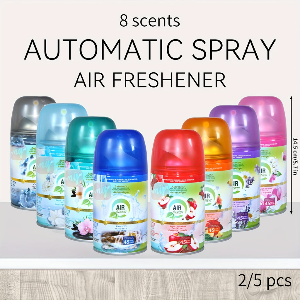 8-Scent Automatic Air Freshener Refills 5-Pack or 2-Pack – Odor Eliminator Room Spray for Home Bathroom Car Office Closet Fabric, Multi-Scent Fresh