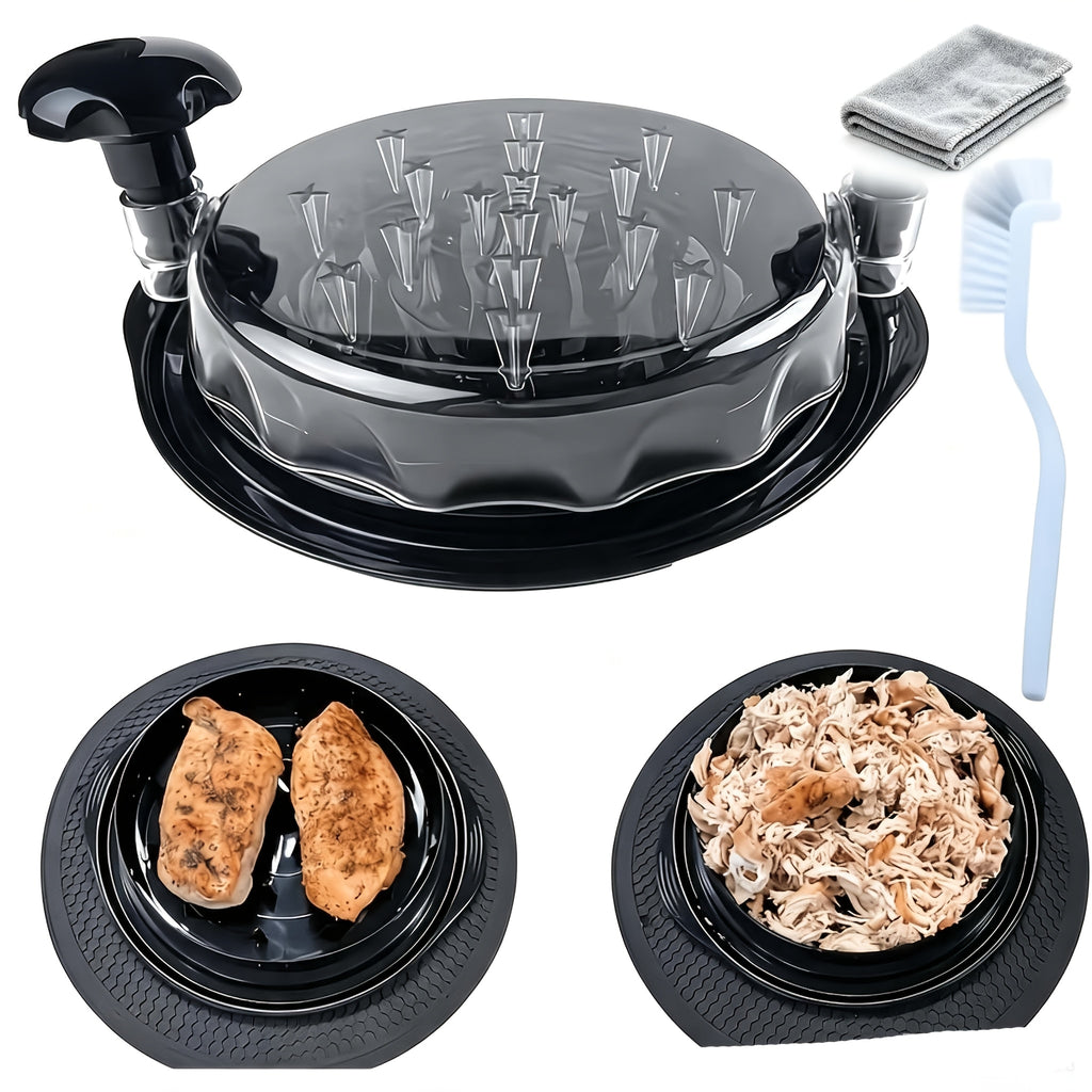 Chicken Shredder 10.8 Inch Large with Transparent Lid – Ergonomic Handle, Dishwasher Safe, Non-Slip Base, Heat Resistant, Includes Cleaning Brush – Fast Meat Shredder for Chicken, Pork & Beef