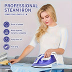 Travel Clothes Steamer 1200W Non-Stick Soleplate – Adjustable Thermostat, Overheat Safety Protection, Variable Steam Control, Compact Handheld Garment Steamer for Travel & Home, Purple & Grey