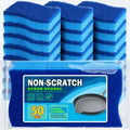 Non-Scratch Dishwashing Sponge 50 Pack Bulk Kitchen Sponges for Dishes Pots Pans Surfaces Scrub Sponge Removes Stuck-On Food Without Scratching Daily Cleaning