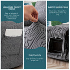 Recliner Cover Stretch Fleece 4pcs Set for Single Seat Recliner Chair - Polar Fleece 200-250gsm Washable Elastic Bottom Sofa Protector for Home Office Hotel, 5 Colors, All Season