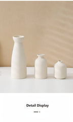 Boho Ceramic Vase Set 3pcs Matte Nordic Minimalist Geometric & Floral Designs, Decorative Vases for Living Room, Entryway, Bookshelf, TV Console & Bathroom Vanity, Holiday & Birthday Gift