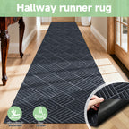 Hallway Runner Rug Non-Slip Vintage Diamond Pattern Machine Washable Rubber Backed – Kitchen, Entryway & Living Room Runner, 5 Sizes, Dark Gray & Dark Red
