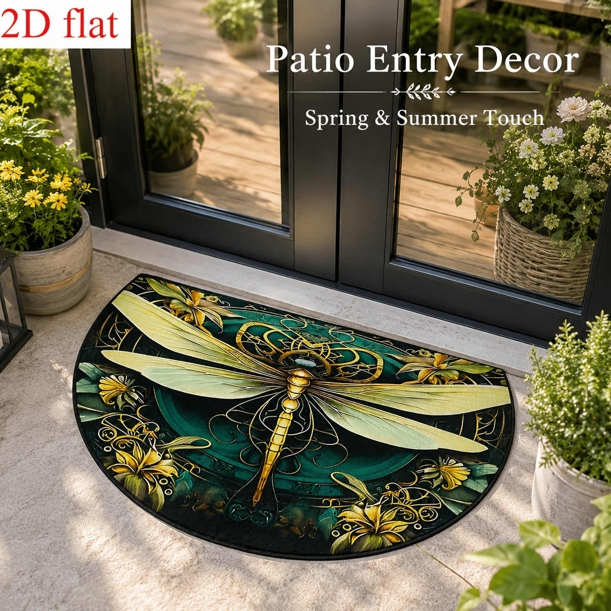 Retro Dragonfly Print Flat Washable Door Mat – Indoor & Outdoor Floor Rug for Entrance, Bathroom, Living Room & Laundry | 19”x31” (50×80cm)