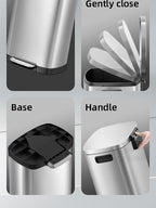 13-Gallon Stainless Steel Trash Can with Soft-Close Lid & Foot Pedal, Fingerprint-Resistant Kitchen Garbage Can with Removable Inner Bucket, Odor-Proof Touchless Waste Bin for Kitchen Bedroom Office – 2 Colors