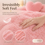 Luxury Fluffy Plush Bedding Set – Soft Duvet Cover, Pillowcases & Throw Pillow, Queen/King, All-Season