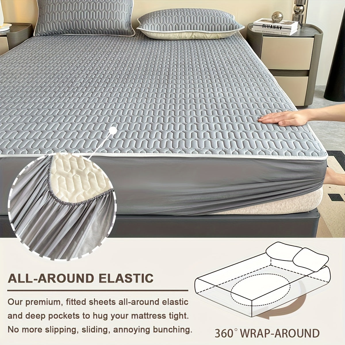 Cooling Stretch Fitted Bed Sheet Soft Breathable Moisture-Wicking Non-Slip Polyester Machine Washable Twin Full Queen King Pink Grey Blue Beige Bedroom Bedding