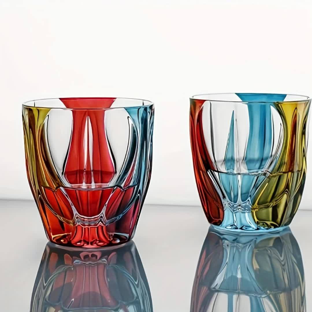 Czech Crystal Hand-Painted Wine Glass 150ml – Luxury Three-Color Painted Drinkware for Red Wine & Whiskey | Elegant Gift & Table Decoration