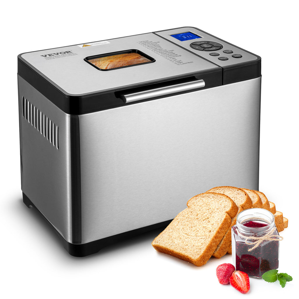 Bread Maker Machine 19-in-1 with Ceramic Non-Stick Pan, 15-Hour Timer, 3 Crust Colors, Auto Keep-Warm – Up to 2 LB Loaf