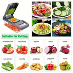 Vegetable Chopper 16-In-1 Professional Onion Chopper Multi-Function Food Slicer Dicer with 8 Blades and Container Kitchen Carrot Cutter Gift for Dad