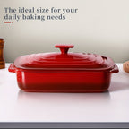Large Ceramic Casserole Dish with Lid 4 Quart Rectangular Stoneware Baking Pan 9x13 Inch Oven Safe Dishwasher Safe Lasagna Pan for Baking Serving