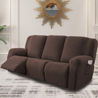 8-Piece Recliner Slipcover Set for 3-Seat Sofa – Flexible Soft Slide Sleeve Furniture Protector with Pocket, Stretch Couch Cover for Living Room, Office & Sofa Chair