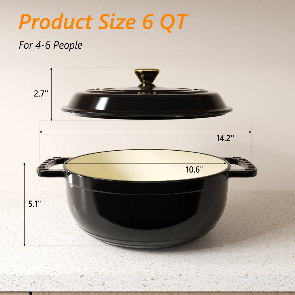 Dutch Oven 5QT 6QT 7.5QT Enameled Cast Iron Cookware with Lid Silicone Handles Oven Safe 500°F Bread Baking Stews Roasts Multiple Colors