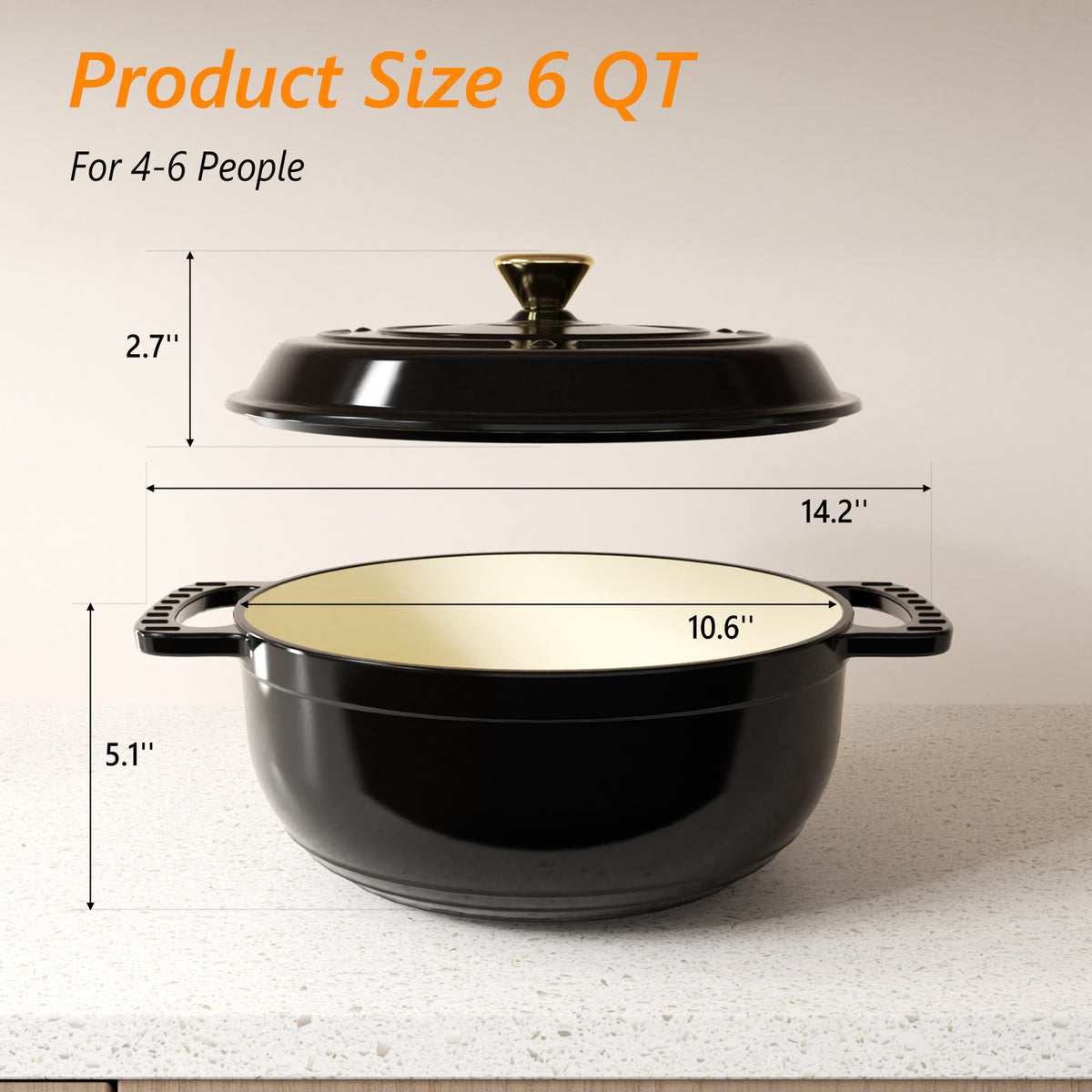 Dutch Oven 5QT 6QT 7.5QT Enameled Cast Iron Cookware with Lid Silicone Handles Oven Safe 500°F Bread Baking Stews Roasts Multiple Colors