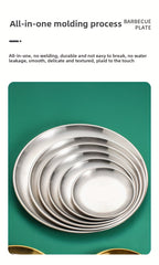 304 Stainless Steel Dinner Plates Set of 10 BPA-Free Dishwasher Safe Non-Toxic Round Metal Plates for Home Outdoor Camping Holiday Use