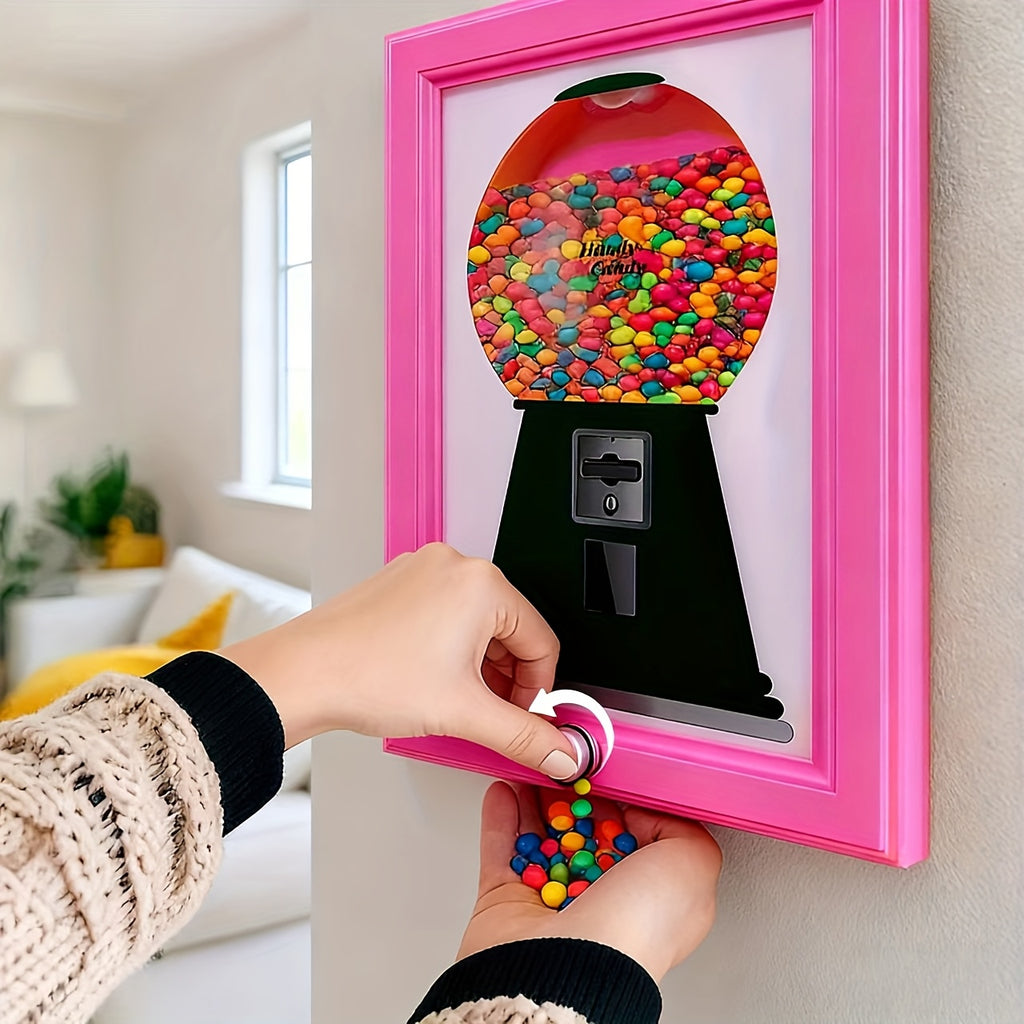Wall-Mounted Candy Dispenser Frame – Square Hanging Candy Distribution Organizer for Halloween, Christmas, School Parties & Holiday Gifts, Available in Blue, Pink & Yellow
