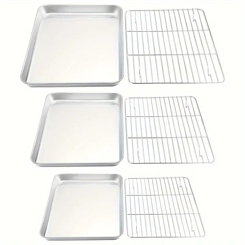 Stainless Steel Baking Sheet with Rack Set – Oven & Dishwasher Safe Cookie Pan with Cooling Rack for Healthy Baking, Roasting & Christmas Cookies