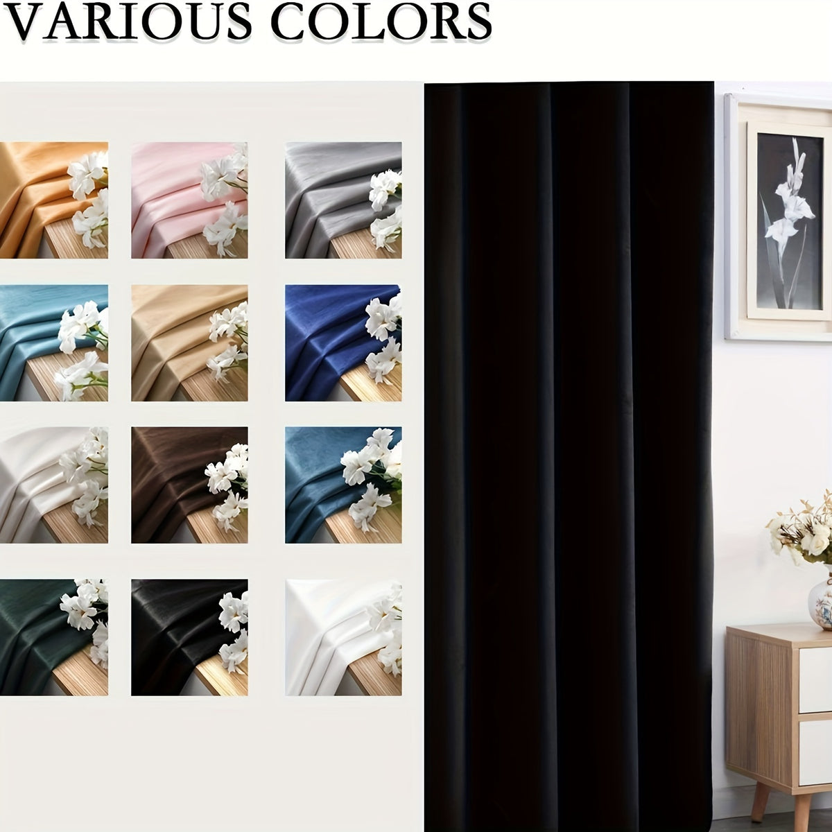 Velvet Curtains 52” Wide – Soft Grommet Thermal Insulated Light Filtering Velvet Window Panels for Bedroom | 2-Panel Set in 14 Colors & 7 Lengths