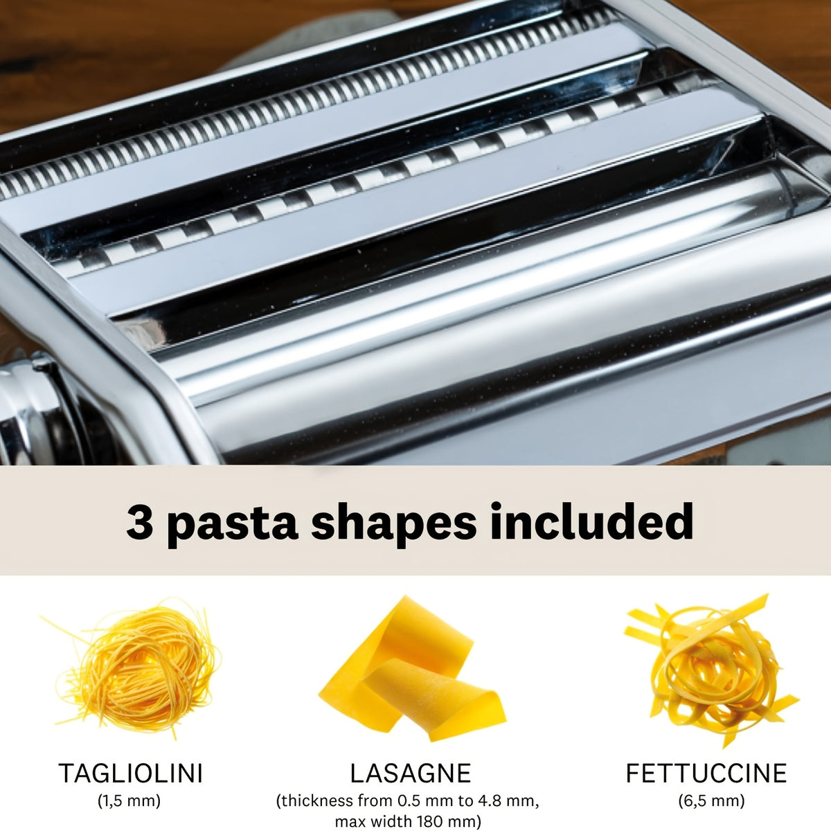 Manual Pasta Maker Machine Stainless Steel – 9 Adjustable Thickness Settings Noodle Cutter for Spaghetti, Fettuccine, Lasagna & Dumpling Wrappers, Durable Kitchen Tool