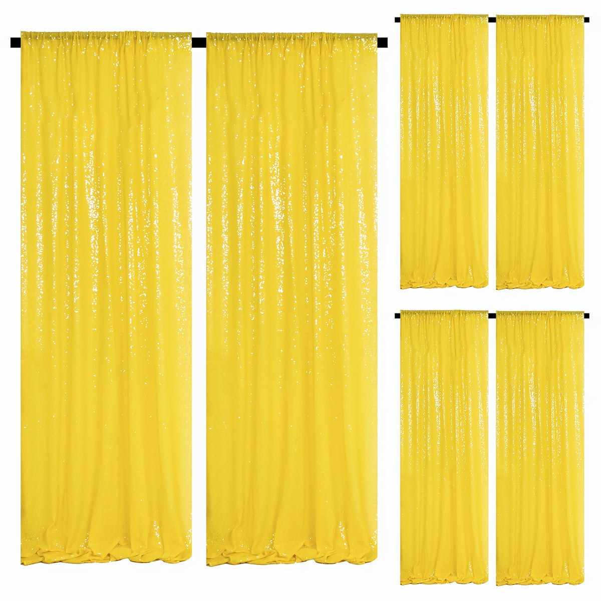Sequin Curtains Backdrop 4 & 6 Panels 2x8FT - Shimmer Glitter Party Backdrop Curtain for Wedding Birthday Bachelorette Photo Booth, 25 Colors Reusable Event Decoration