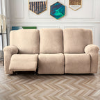 Jacquard Stretch Recliner Sofa Cover – Big Leaves Pattern, 1/2/3 Seater & Loveseat with Console, Winter Insulation Soft Washable, 6 Colors