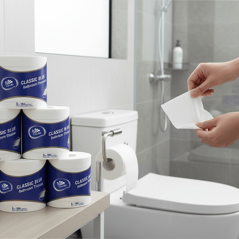 3-Ply Toilet Paper 10 Rolls Pack – 100% Virgin Wood Pulp Bathroom Tissue, Soft & Strong, No Lint, Septic Safe, Fluorescent-Free, 180g per Roll