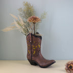 Western Cowboy Boots Resin Vase Ornament Hydroponic Flower Arrangement Container – Creative Light Luxury Living Room Home Decoration Decorative Accent Piece