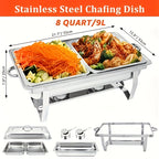 3-Compartment Buffet Food Warmer Chafing Dish Set with Water Tray, Cover & Baking Tray – Stainless Steel Party Server for Holidays, Birthdays & Catering Events