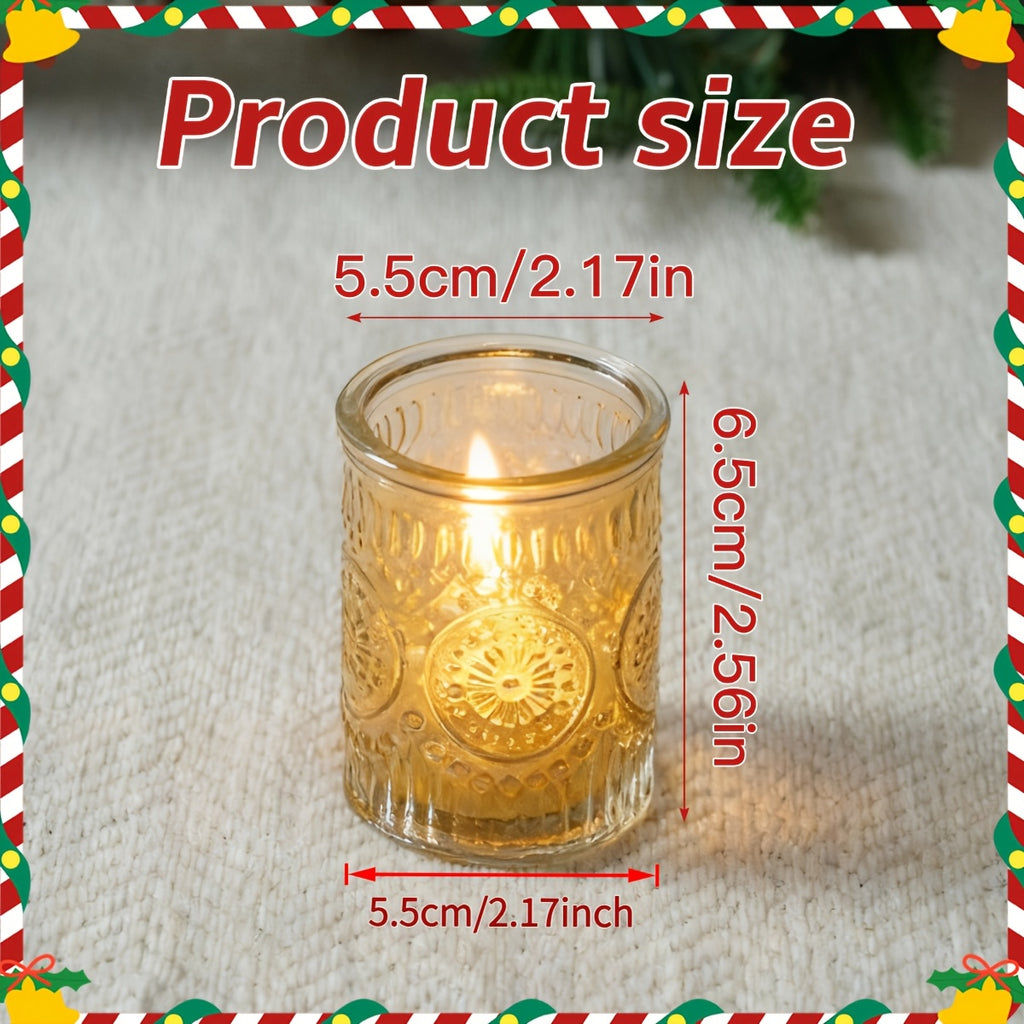 Glass Votive Candle Holders Bulk Set 6/12/24pcs – Shimmering Multi-Hued Hurricane Glass for Wedding, Christmas, Thanksgiving, Valentine’s Day & Holiday Party Tabletop Decor