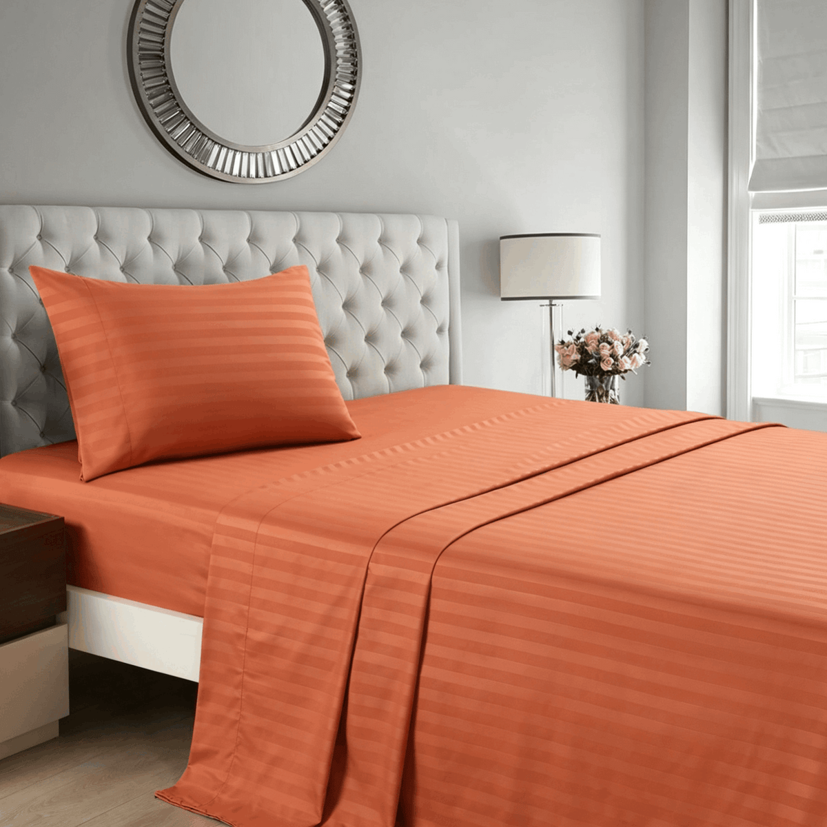 Striped Bed Sheet Set Extra Soft Breathable, Fade-Resistant Deep Pocket Fitted Sheets for Bedroom Guest Room Hotel – All Season 3/4 Piece (Flat Sheet, Fitted Sheet, Pillowcase)