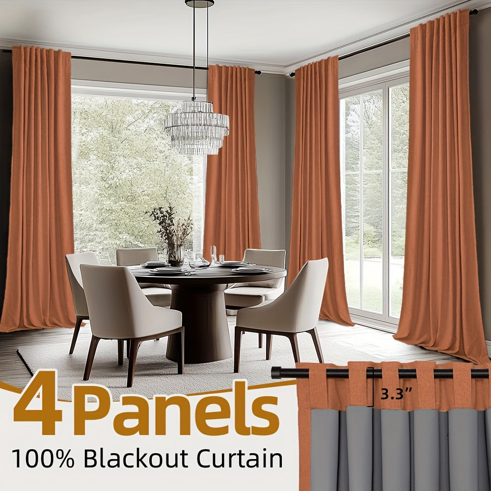 Back Tab Blackout Curtains 2 or 4 Panels – 100% Light Blocking Thermal Insulated Window Drapes for Living Room, Bedroom & Office, 50"W Multiple Lengths, 9 Colors