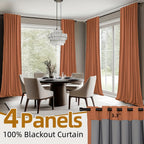 Back Tab Blackout Curtains 2 or 4 Panels – 100% Light Blocking Thermal Insulated Window Drapes for Living Room, Bedroom & Office, 50"W Multiple Lengths, 9 Colors