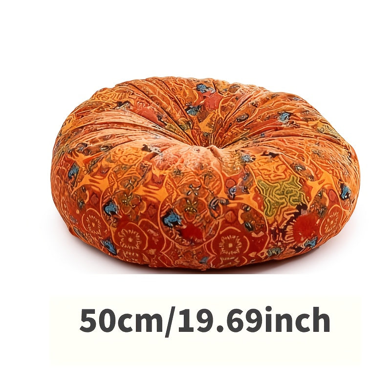 Boho Round Floor Cushion Pillow Thick Filling - Bohemian Decorative Accent Pillow for Sofa Living Room Bedroom, 6 Colors, 2 Sizes