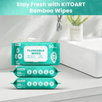 XL Flushable Adult Wet Wipes Unscented Alcohol-Free Septic and Sewer Safe Family Size 3-Pack 150 Wipes and 6-Pack 300 Wipes for Home Bathroom Travel Camping Outdoor Hygiene
