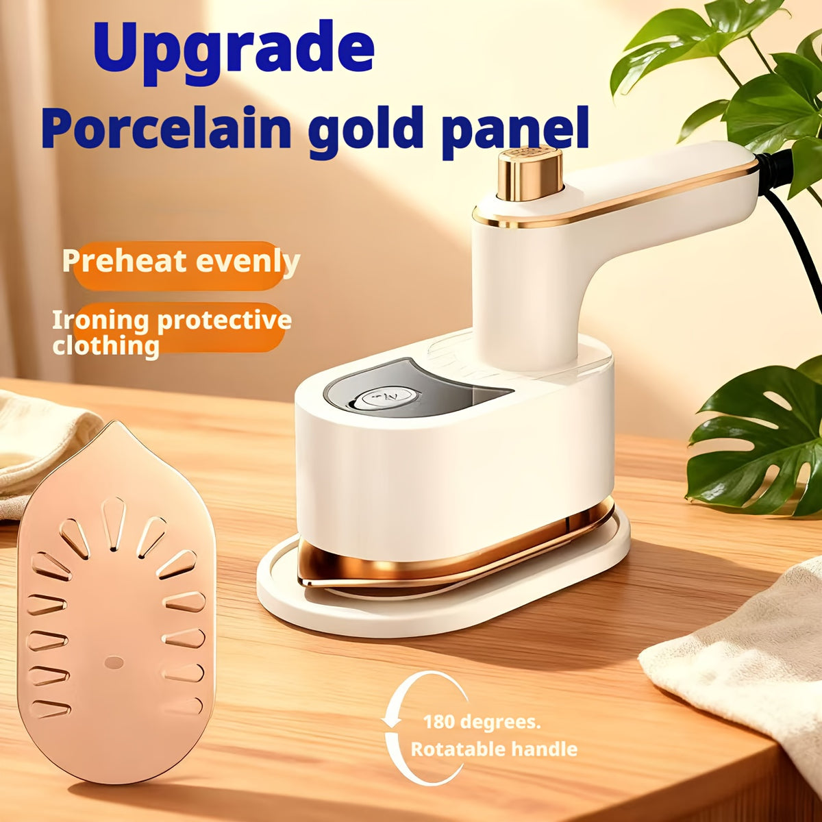 Mini Foldable Clothes Steamer 180° Rotation – Compact Portable Handheld Wrinkle Remover for Home Dormitory Office Travel, White (YD-03)