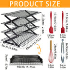 Foldable Cooling Rack Set with Baking Tools – Stackable Oven Cookie Cake Drying Rack, 3/4/5 Piece with Silicone Spatula, Egg Beater & More, Holiday Baking Gift