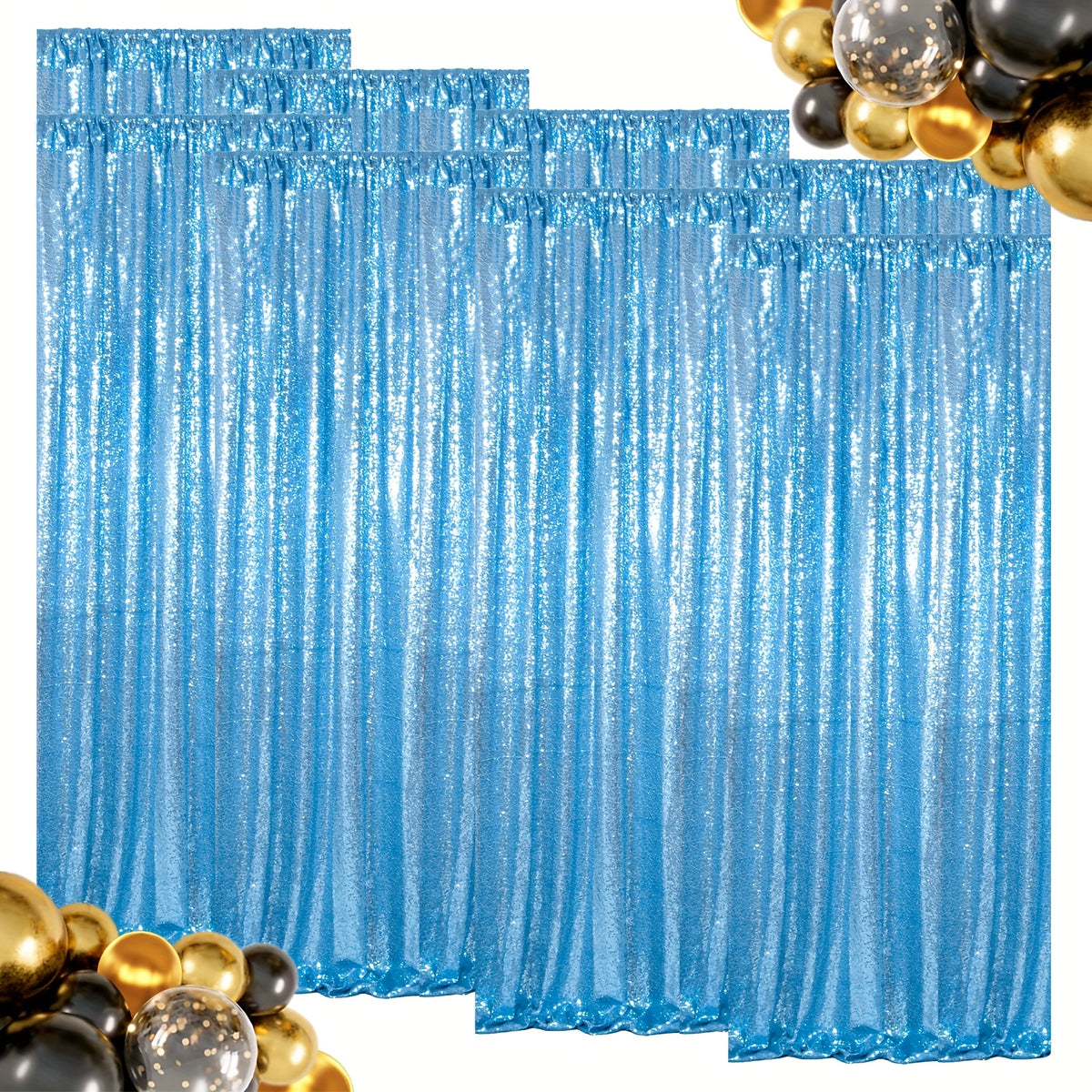 Sequin Backdrop Curtains – Glitter Party & Wedding Background Panels, 2ft×8ft per Panel, 4/6/8 Panel Sets, 29 Colors for Birthday, Stage, Bridal & Event Decor