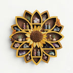 Wooden Sunflower Floating Shelf Wall-Mounted UV Printed Spiritual Decor – Crystal & Essential Oil Organizer, Meditation Room Wall Art, Living Room Storage Shelf