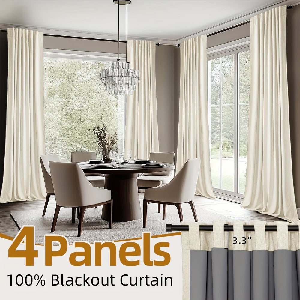 Back Tab Blackout Curtains 2 or 4 Panels – 100% Light Blocking Thermal Insulated Window Drapes for Living Room, Bedroom & Office, 50"W Multiple Lengths, 9 Colors