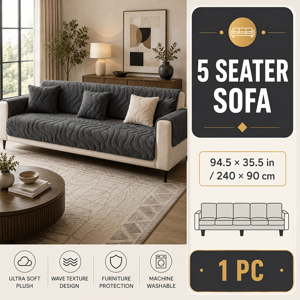Thickened Honeycomb Velvet Sofa Seat Cover – Solid Color Minimalist Non-Slip Pet-Friendly Cushion Pad | Washable Couch Protector for Living Room, Bedroom & Office | 1-5 Seater + Armrest & Pillow Options