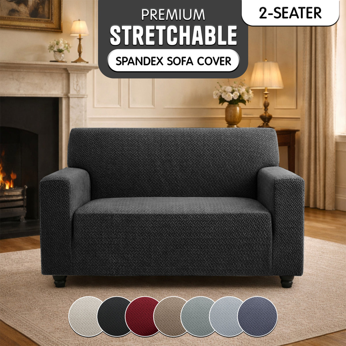 Luxury Spandex Sofa Cover Anti-Slip – Wrinkle-Free Elastic Couch Slipcover, Pet & Scratch-Proof, Machine Washable, All-Season, 7 Colors, 1/2/3 Seater, Living Room Home Decor