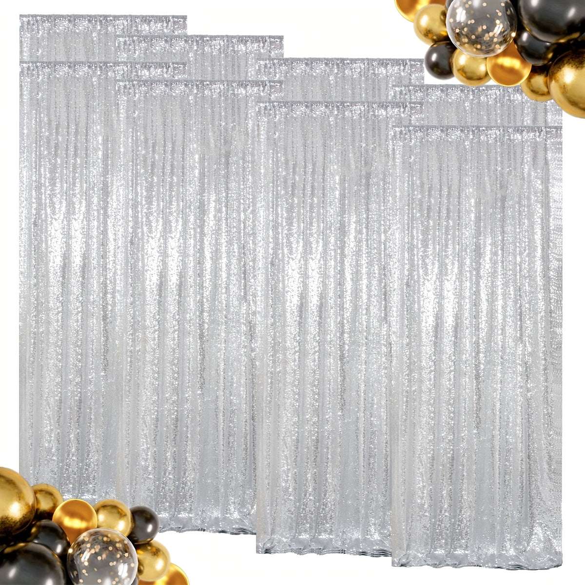 Sequin Backdrop Curtains – Glitter Party & Wedding Background Panels, 2ft×8ft per Panel, 4/6/8 Panel Sets, 29 Colors for Birthday, Stage, Bridal & Event Decor