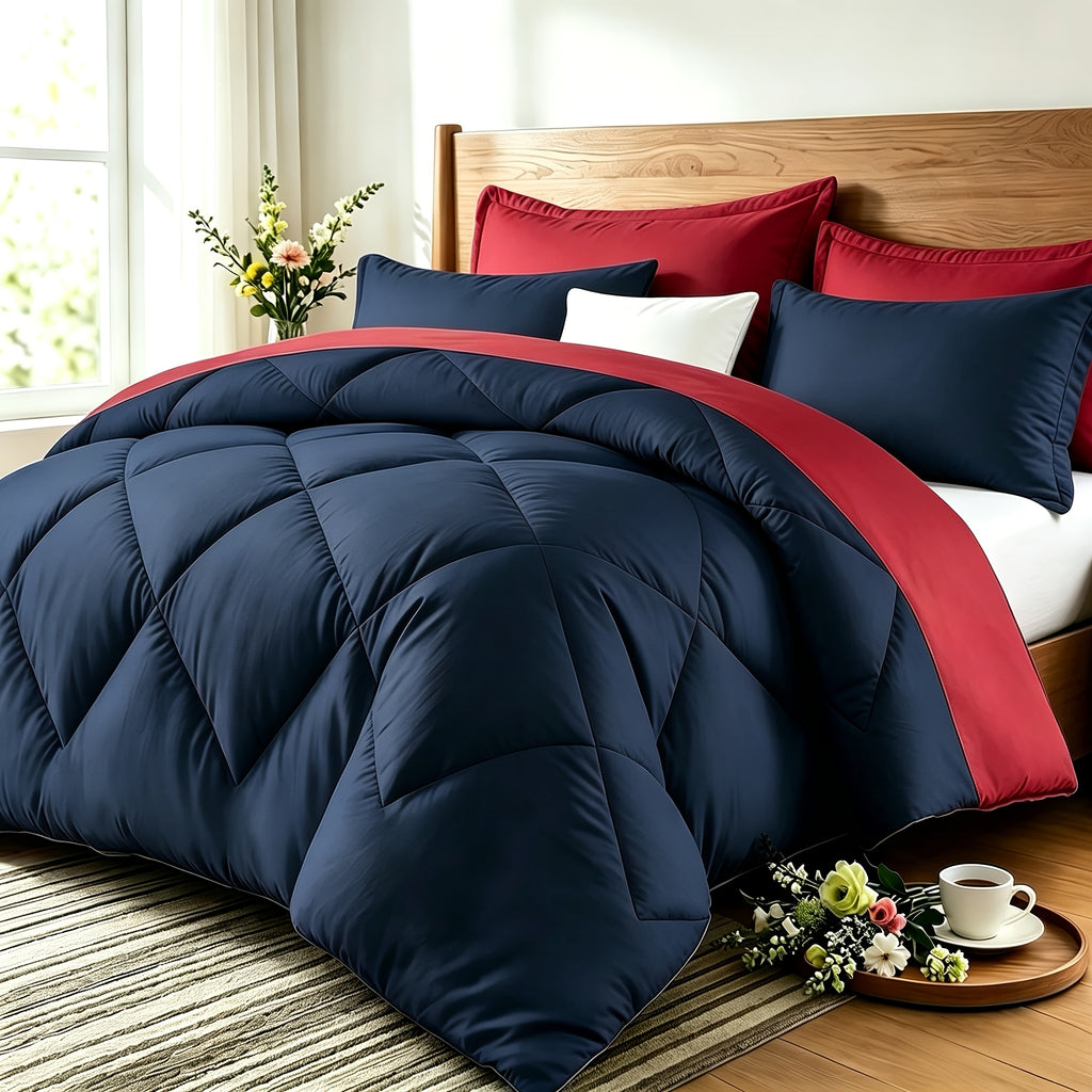 Quilt Set 3 Piece Lightweight Breathable Comforter with Pillowcases - Diamond Pattern Ultra-Fine Fiber Soft Bedding Set 42 Colors Twin Queen King Pinch Pleat