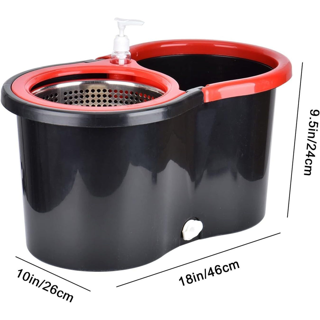 360° Spin Mop and Bucket Set with Wringer – Stainless Steel Extended Handle Spinning Mop Bucket System with 4 Microfiber Mop Refills for Hardwood Tile & Laminate Floor Cleaning