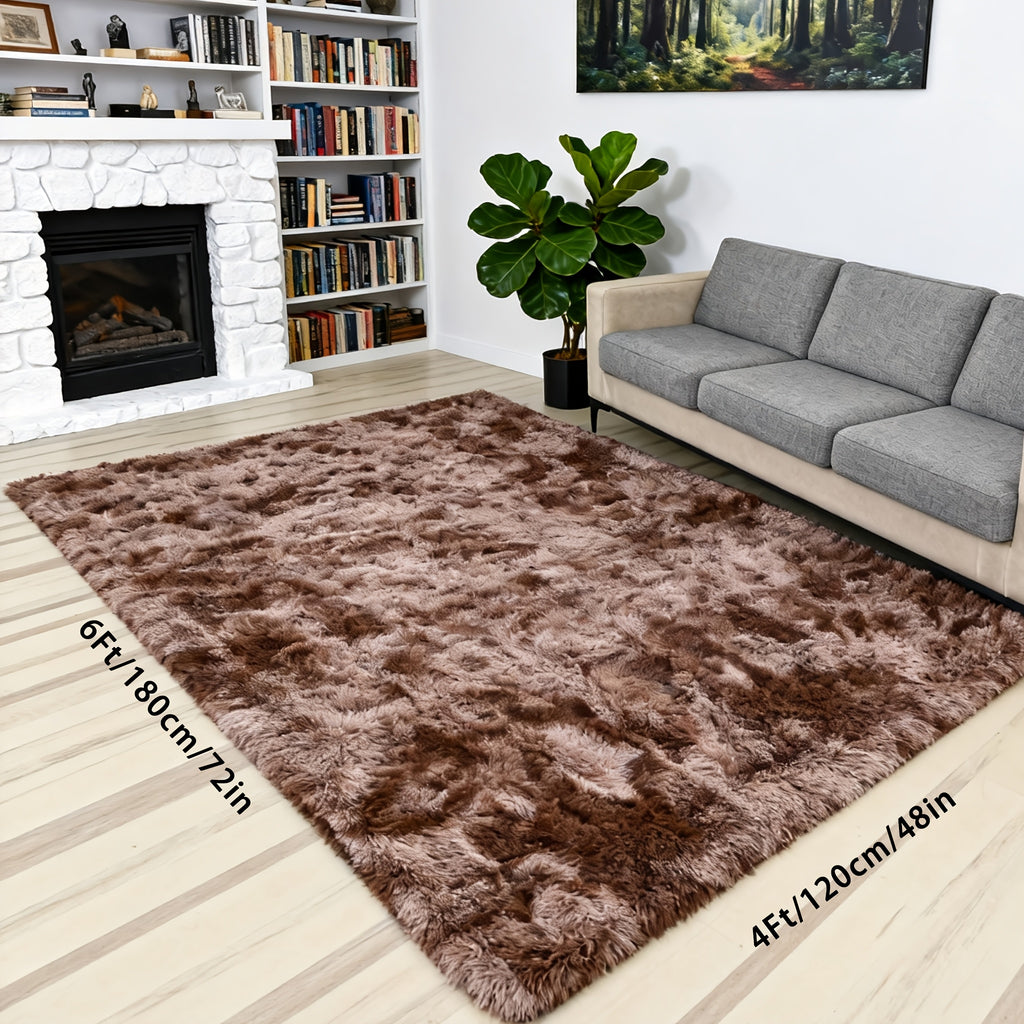 Tie-Dye Plush Shag Rug Non-Slip Machine Washable Furry Floor Carpet for Living Room Bedroom Office Multiple Sizes Tie-Dye Pink Tie-Dye Coffee