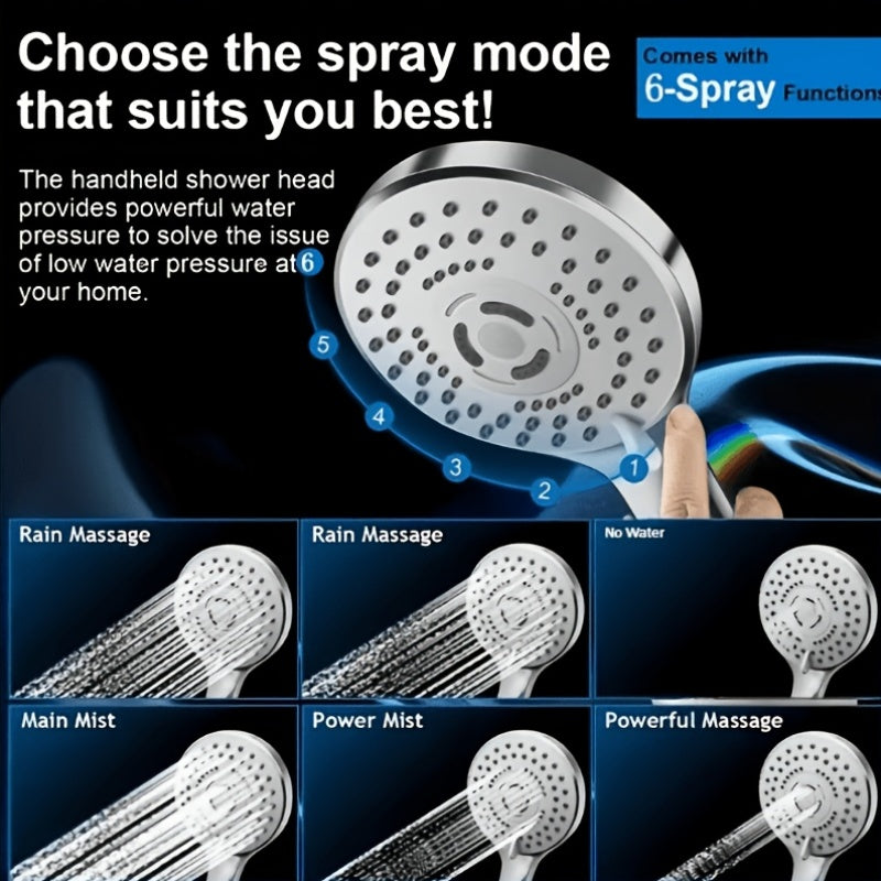 Rain Shower System with Handheld Showerhead 8/10/12 Inch Rainfall Head, All-Metal T-Splitter, 13-Inch Arm, 78-Inch Hose, 6-Function Spray Settings & Anti-Clogging Nozzle – Chrome & Black