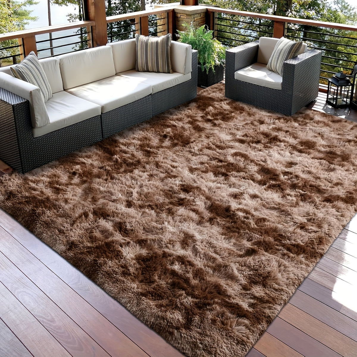 Shaggy Runner Rug Soft Fluffy Area Rug Non-Slip Plush Carpet for Bedroom Hallway Dorm Living Room – Jacquard & Tie-Dye Colors, 2x6 3x5 6x9 8x10 Feet