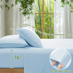Cooling Bamboo Bed Sheet Set 4-Piece - Soft Lightweight Breathable Deep Pocket 16" Fitted Sheet, Flat Sheet & 2 Pillowcases, Machine Washable Summer Bedding, Twin Full Queen King, 12 Colors